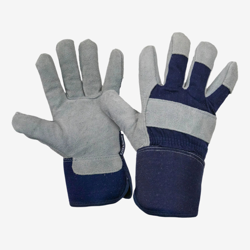 Kent & Stowe Navy Fleece Lined Rigger Gloves - Large