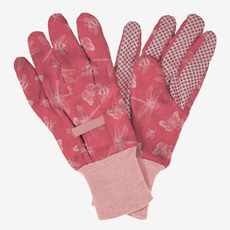 Kent & Stowe Pink Flutterbugs Print Cotton Gloves - Medium