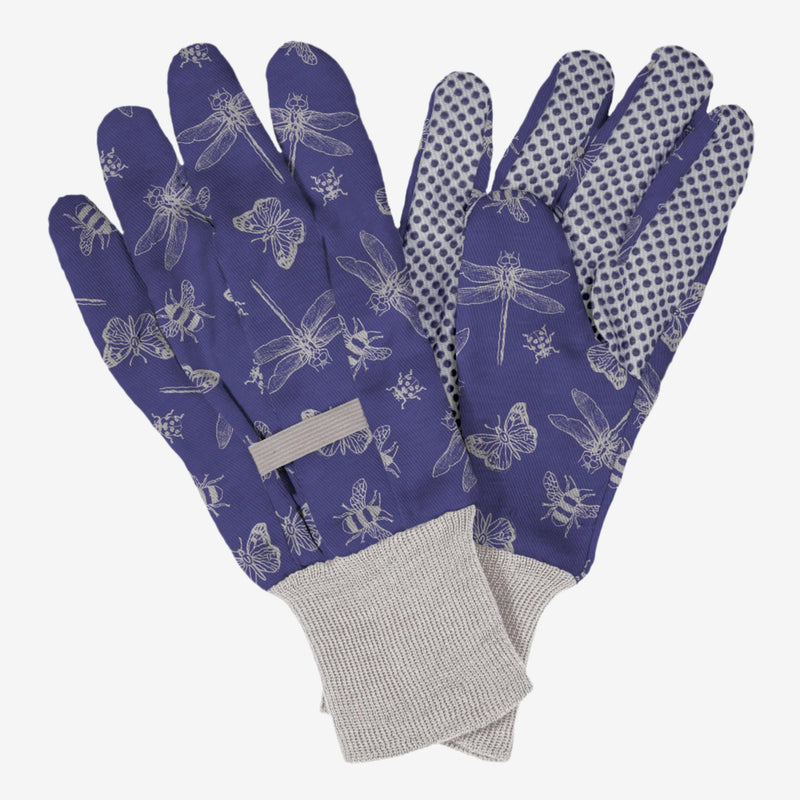 Kent & Stowe Purple Flutterbugs Print Cotton Gloves - Medium