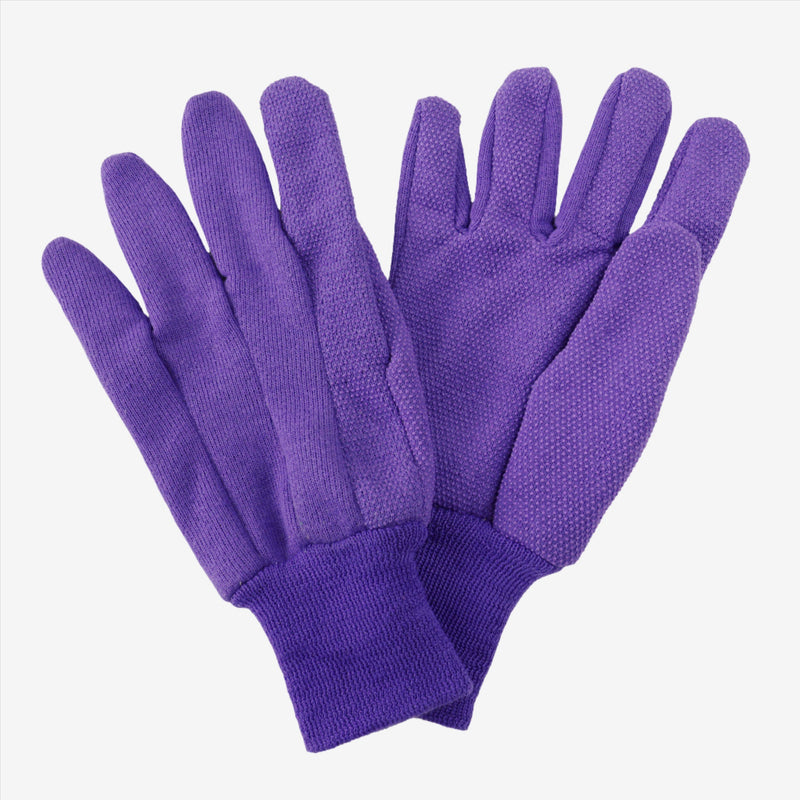 Kent & Stowe Purple Jersey Cotton Grip Gloves - Ladies Medium