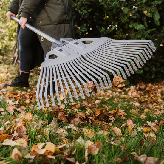 Kent & Stowe 3 in 1 Leaf Rake sweeping leaves