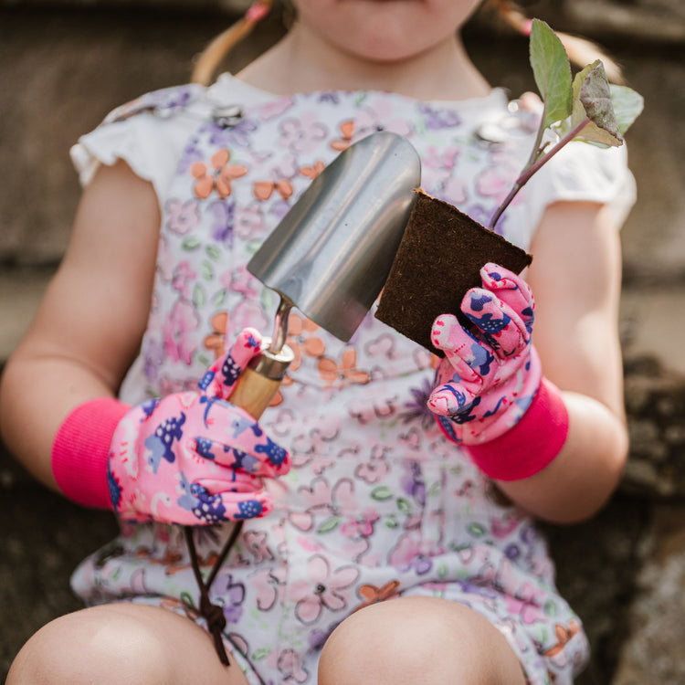 toddler gardening gloves Kent & Stowe Pink Dinosaur Kids Gardening Gloves