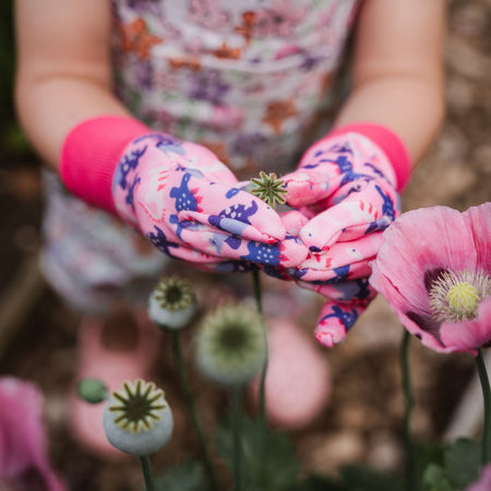 dinosaur gardening gloves Kent & Stowe Pink Dinosaur Kids Gardening Gloves