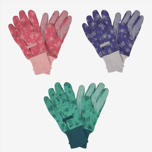 Kent & Stowe Cotton Gloves Flutter Bugs Print Triple Pack