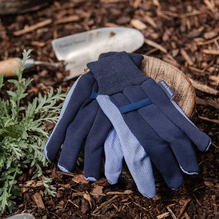 Kent & Stowe Navy Jersey Cotton Gloves - Men's Large
