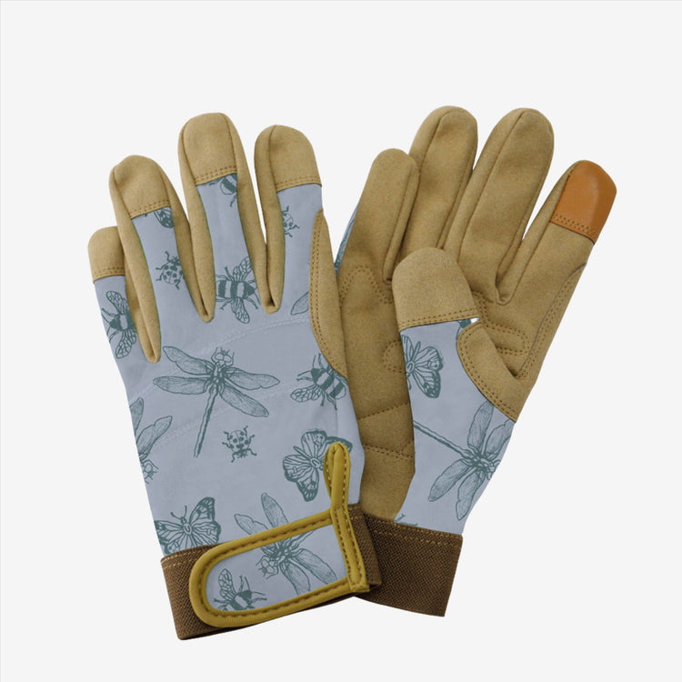 Kent & Stowe Blue Flutter Bugs Comfort Gloves -  Ladies Medium