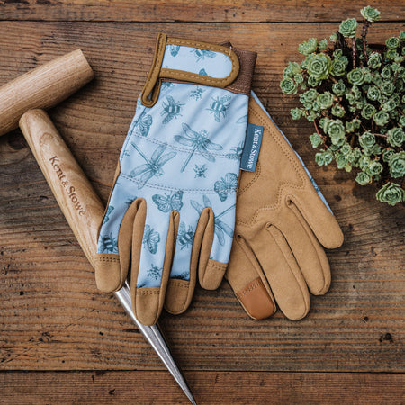 Kent & Stowe Blue Flutter Bugs Comfort Gloves -  Ladies Medium
