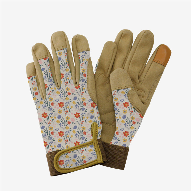 Kent & Stowe Cream Meadow Flowers Premium Comfort Gloves - Ladies Medium