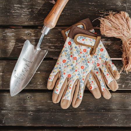 Kent & Stowe Cream Meadow Flowers Premium Comfort Gloves - Ladies Medium