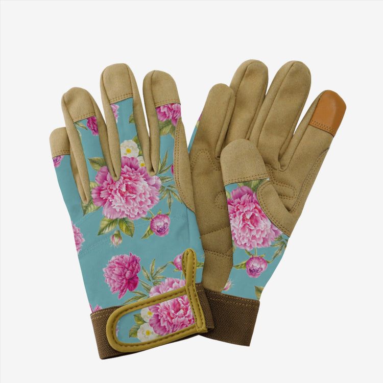 Kent & Stowe Aqua Peony Premium Comfort Gloves - Ladies Medium