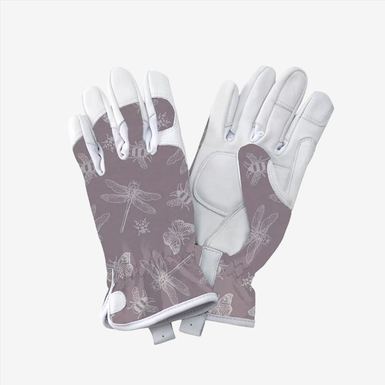 Kent & Stowe Purple Flutter Bugs Premium Leather Gloves - Ladies Small