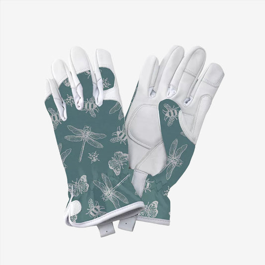 Kent & Stowe Teal Flutter Bugs Leather Gloves