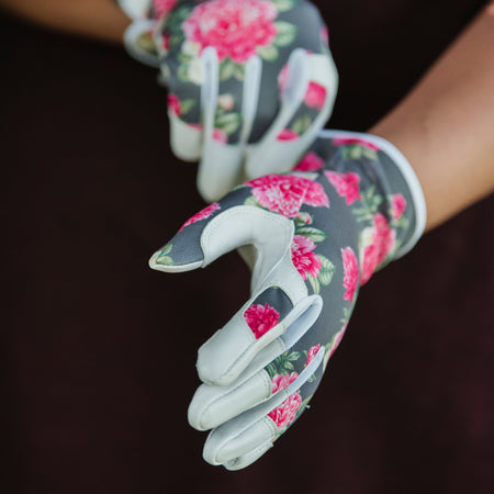 Kent & Stowe Grey Peony Premium Leather Gloves - Ladies Small