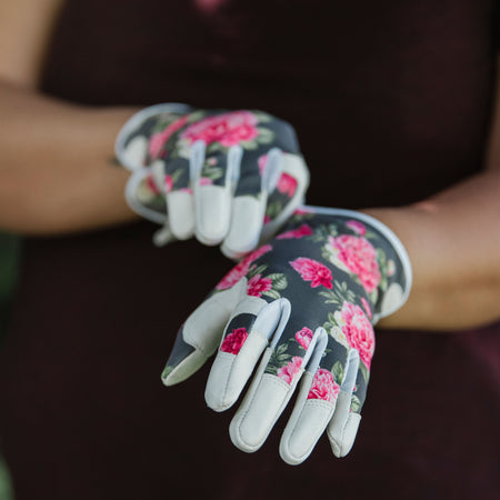 Kent & Stowe Grey Peony Premium Leather Gloves - Ladies Small