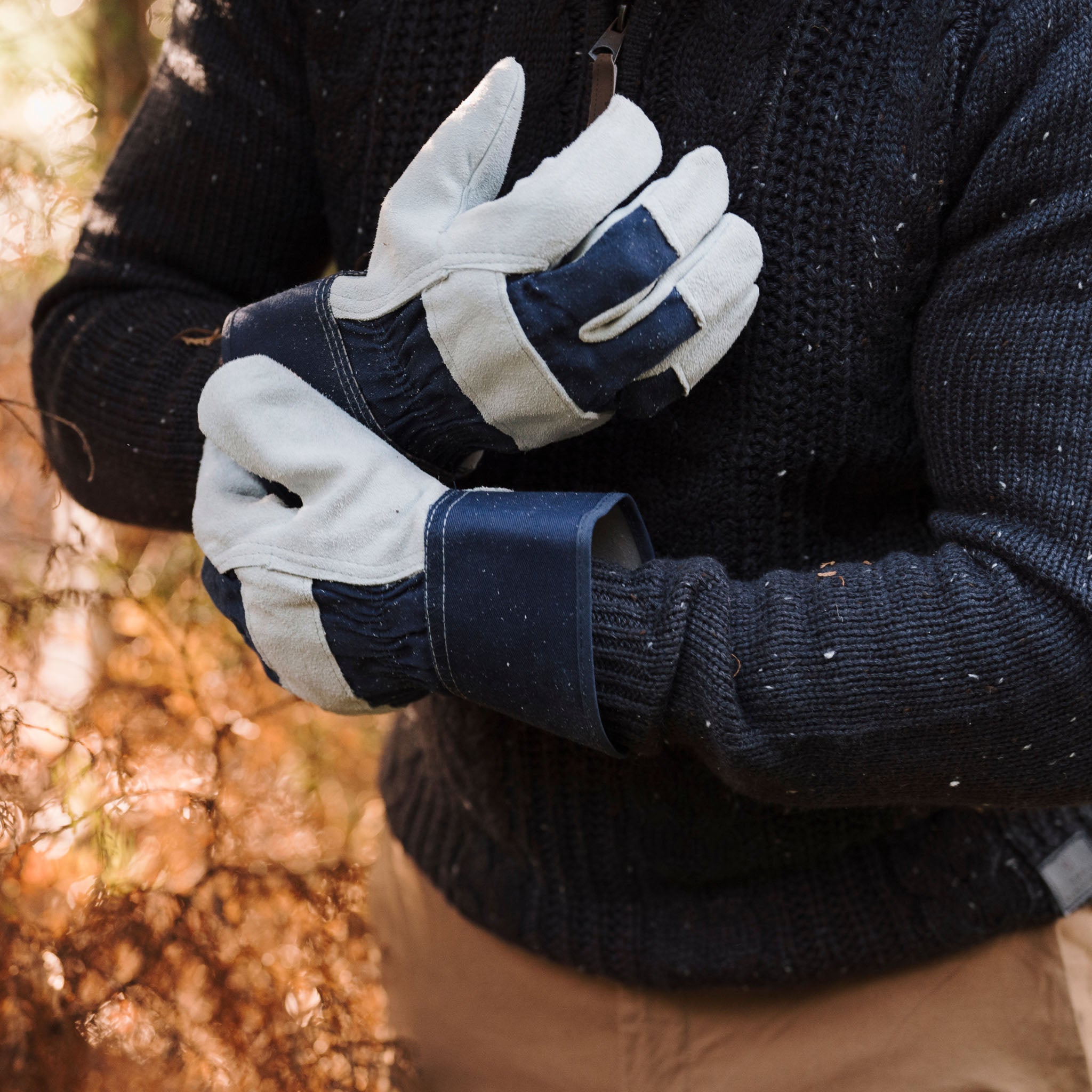 Kent Stowe Navy Fleece Lined Rigger Gloves Garden Gloves Kent Stowe UK