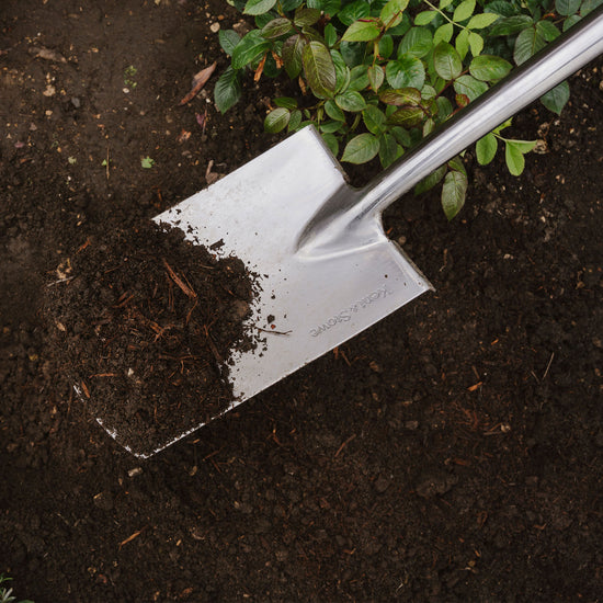 Stowe Stainless Steel Digging Spade in soil